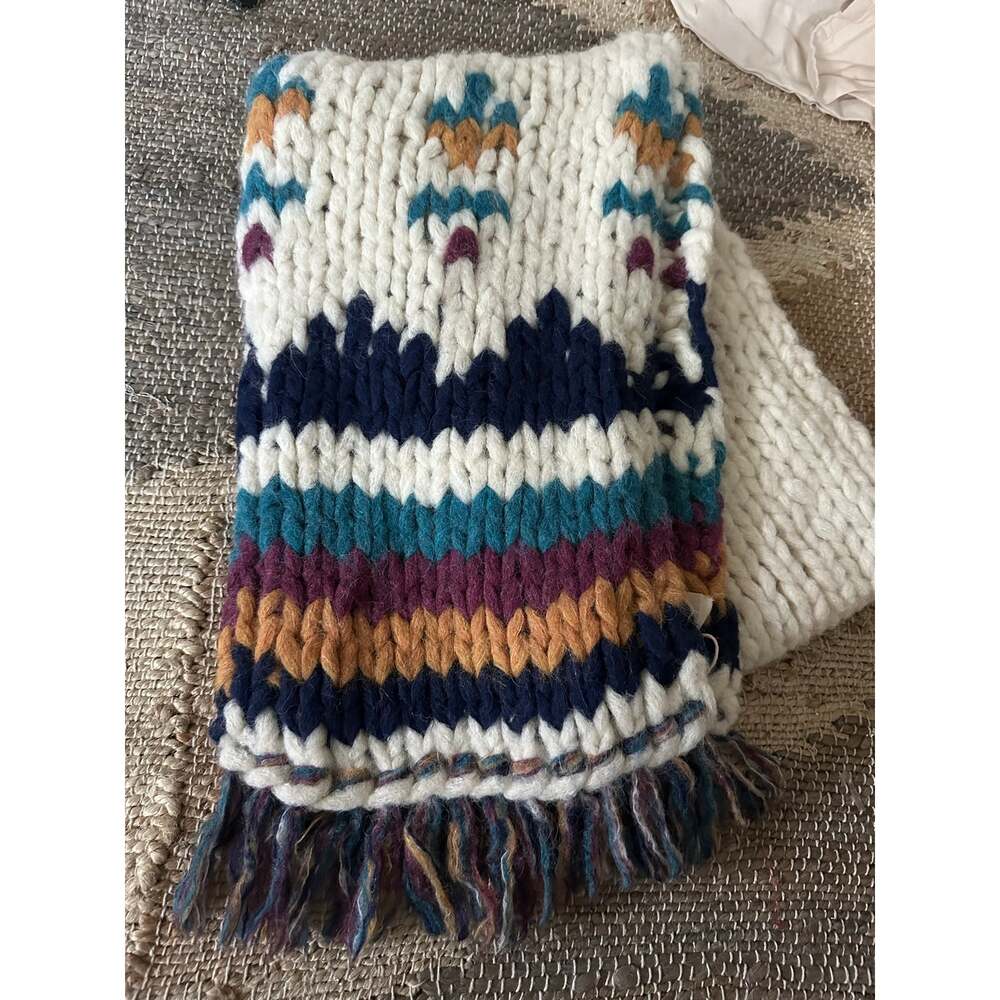 Faherty x B. Yellowtail Chunky Hand-Knit Alpaca Scarf oversized native new 12x80 - Picture 10 of 11